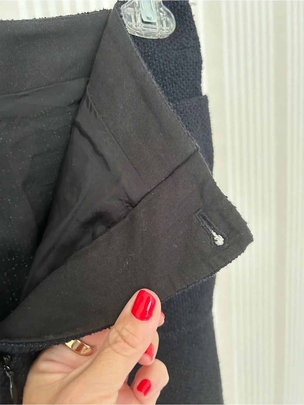 CHANEL Uniform Blue Black Tweed Wool Pants Women’s Size FR 34/US 2 Straight Leg